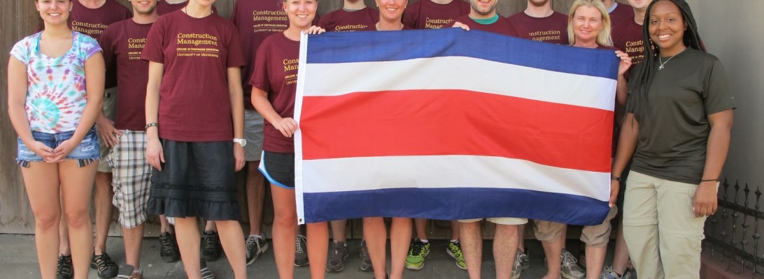 student group with flag