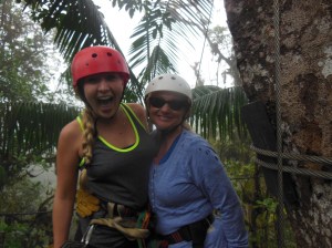 mom and daughter zipline