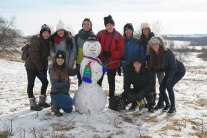 Group with snowman